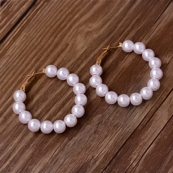 ⚫️𝟲𝟱%𝗢𝗙𝗙|𝗯𝘂𝗻𝗱𝗹𝗲𝘀𝟯+⚫️ ⚜️[𝟯/$𝟭𝟴]⚜️Large Thick Pearl Hoops NEW - Picture 4 of 8